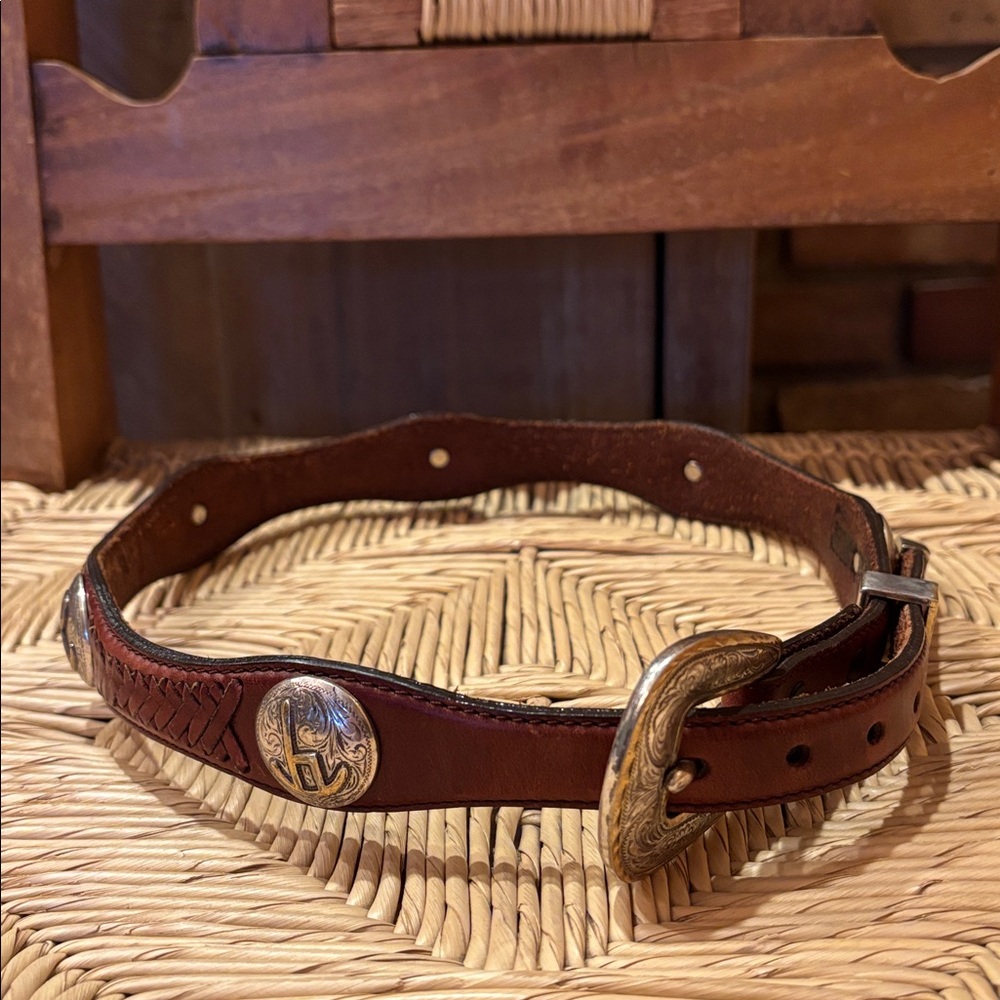 Justin Boots Brown and Silver Belt